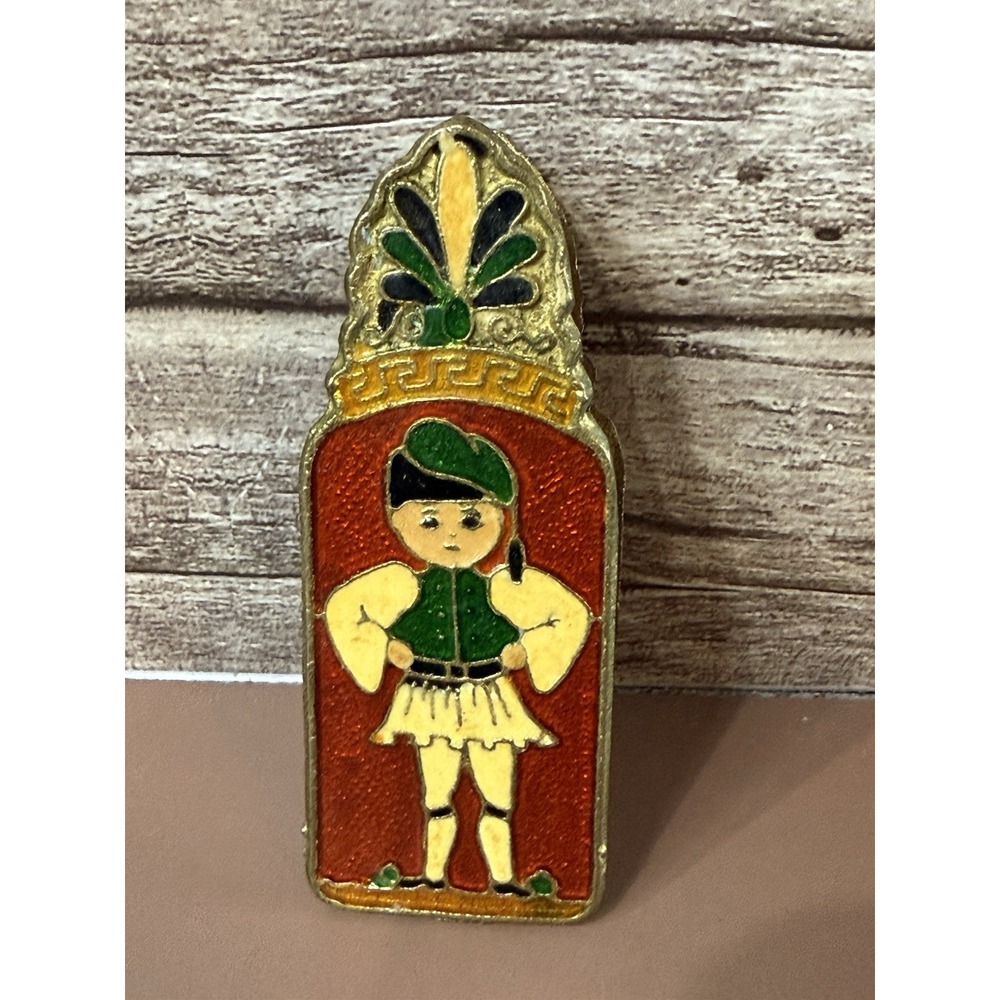 Greece Brass Clip 4" Brass Clip~ PEACOCK  And Greece Man- ART ENAMEL